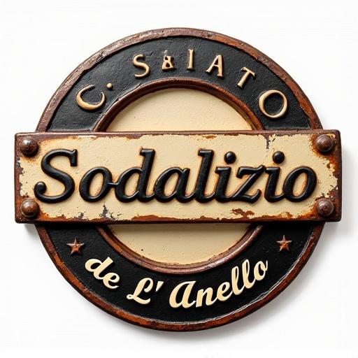 Circular vintage 3D logo with the elegant embossed text 'SODALIZIO' 'de' 'L' Anello'.