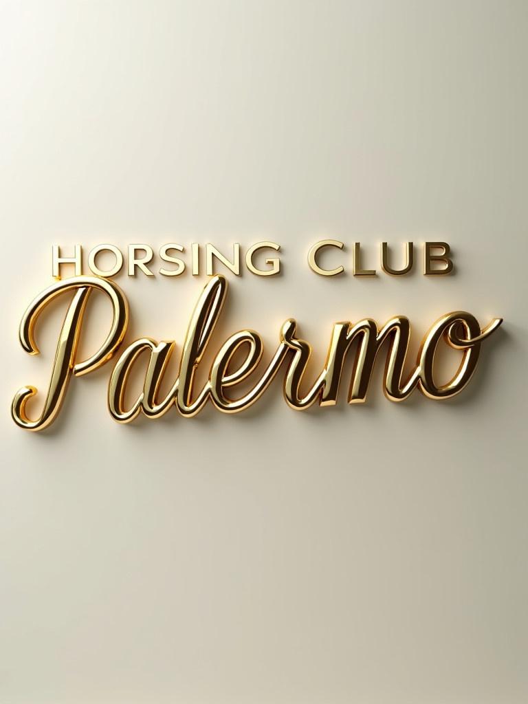 3D lowercase letters 'Horsing Club Palermo' appear in gold. Text is set against a transparent background.