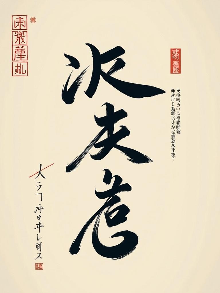 Chinese characters 步步高陞. The characters signify growth and aspiration. The art is done in elegant calligraphy style. Background is a subtle cream color, enhancing the prominence of the black characters.