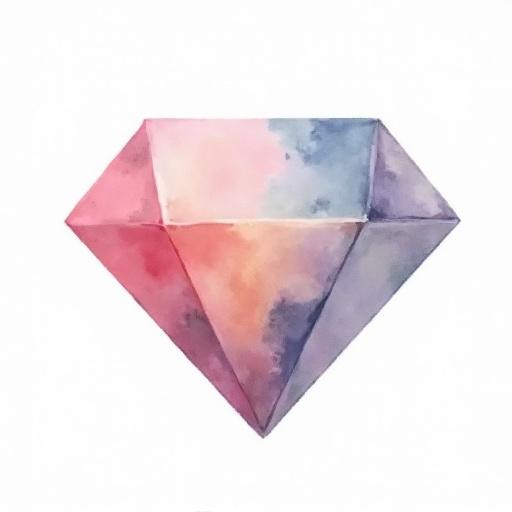 Watercolor painting of a diamond shape with a white background.