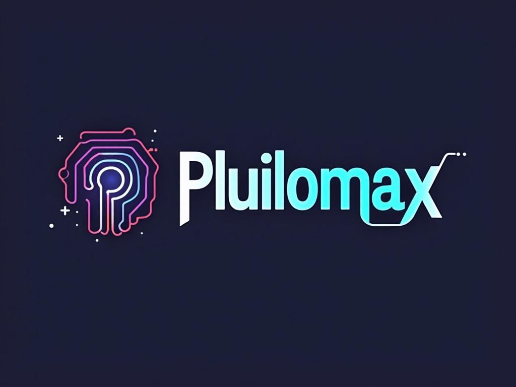 This is the logo of Pluilomax, showcasing a modern design with a vibrant color palette. The logo combines a unique icon with the brand name in a stylish font. The dominant colors are blue and pink, set against a dark background, enhancing the futuristic feel. It incorporates a technology-inspired graphic element, making it suitable for the tech industry. The logo is sleek and professional, reflecting the innovative nature of the brand.