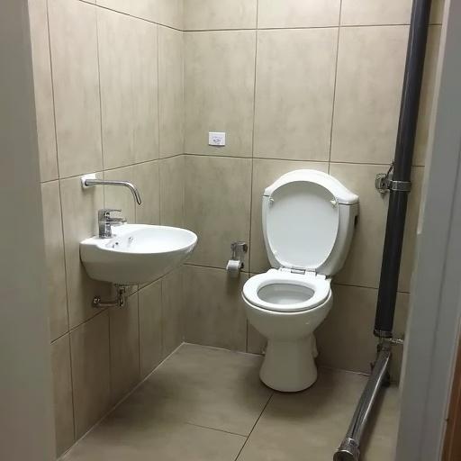 Technical documentation of a toilet designed for disabled individuals. Compliance with Czech norms is expected. It includes features facilitating easy access.