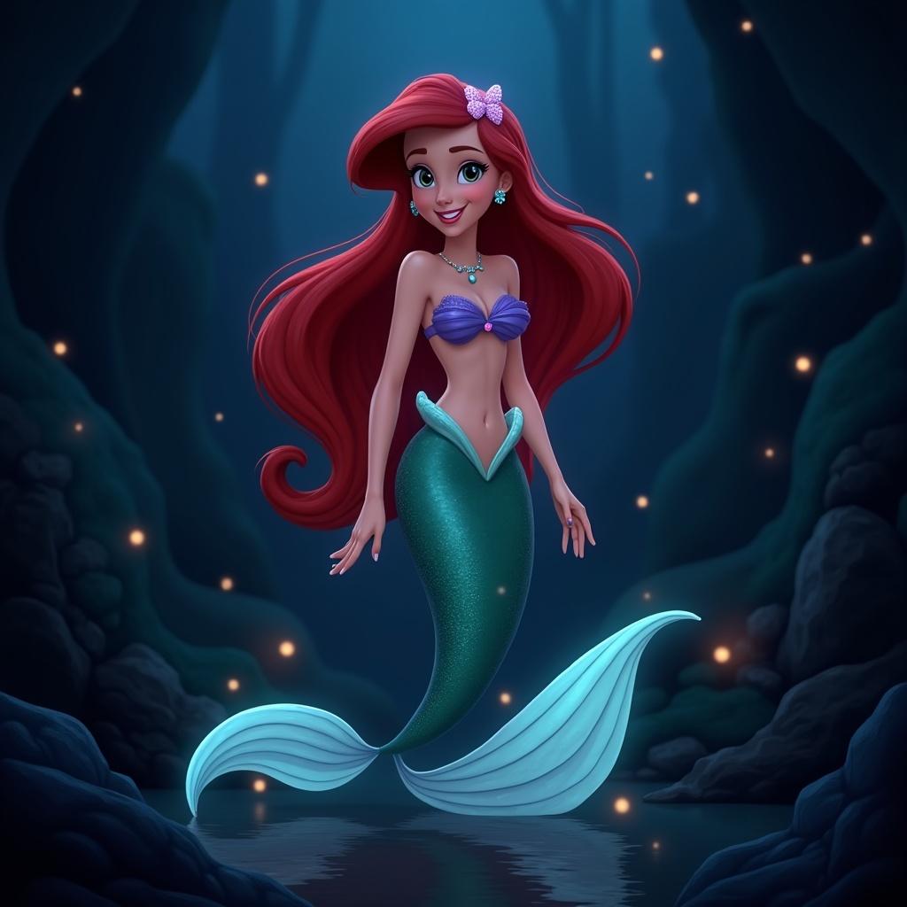 Disney Little Mermaid character with glowing lights.