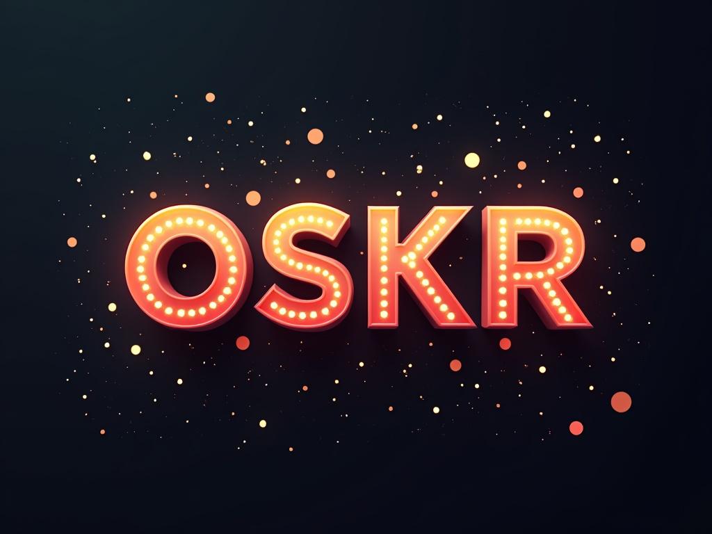 Create a logo featuring the letters OSKR in bright colors with lights and a modern design.