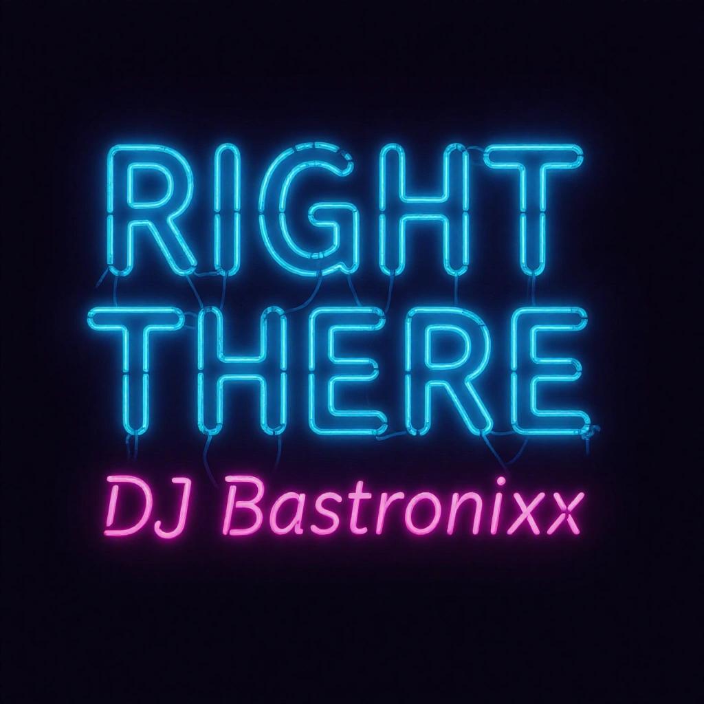 Dark neon RGB artistic album cover. Futuristic writing displays Right There. DJ Bastronixx name included.