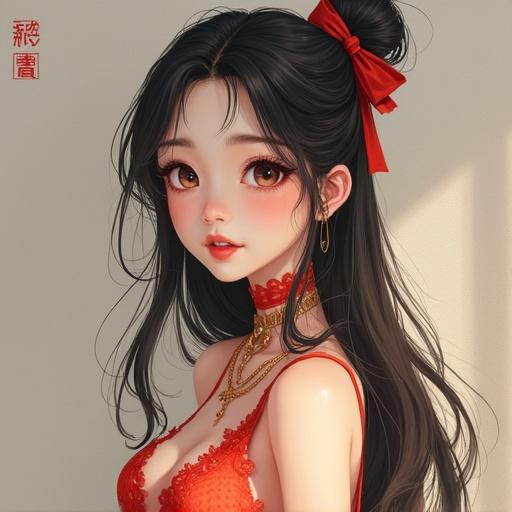 A beautiful woman dressed in a traditional and elegant Chinese Hanfu.