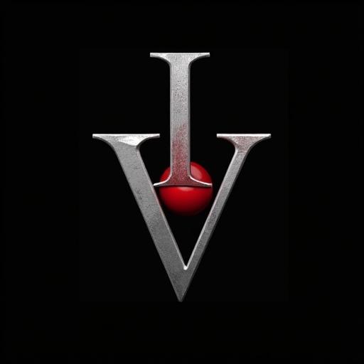 On a black background stacked grayish-silver letters V C and I. A red ball is placed inside the letter C.