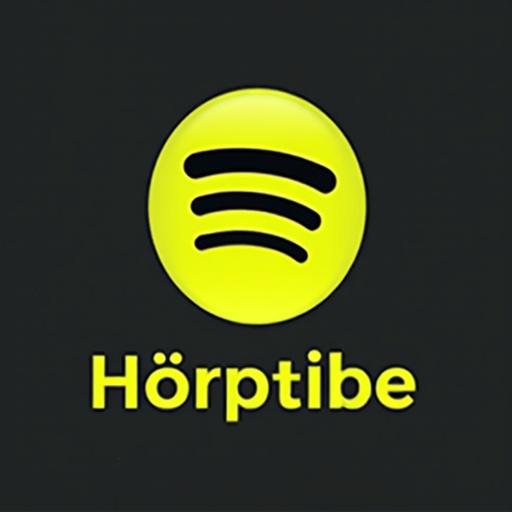 Logo design for Hörptibe featuring a circular logo with three horizontal lines representing sound waves. Logo color is vibrant yellow against a black background. Text 'Hörptibe' is displayed underneath in bold letters.