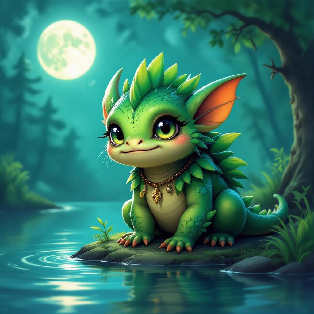 Ñawi is a small being with green skin and bright eyes that reflect moonlight. It has the ability to enchant those who approach the lagoon. It can lead them to get lost in the forest or, in terrible cases, fall into the lagoon and never return.