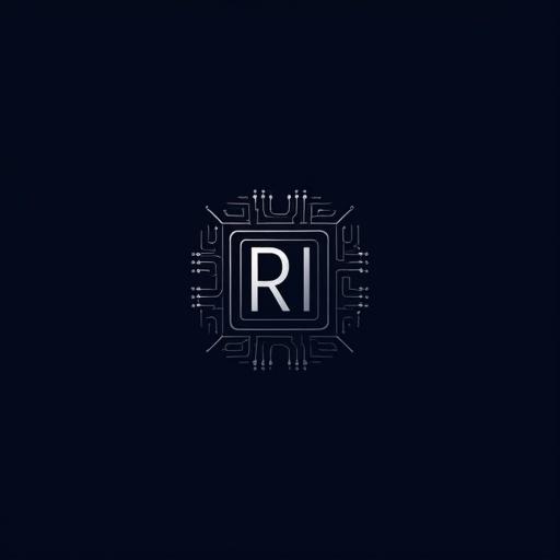 Design premium logo for RI AI Design. Focus on elegant and cutting-edge aesthetics. Use monogram RI integrated with circuit lines. Color palette includes deep indigo, silver, black. Create timeless and distinctive branding element.