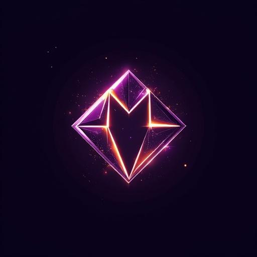 Logo design for digital creative agency using high tech font. Colors include purple, gold, black, and white. Features sleek futuristic font with bold slightly glowing letters. Vibrant neon colors with geometric elements. Soft gradients create a glowing 3D effect. The logo has a metallic finish with glowing blockchain nodes pulsing light. Polished chrome edges reflect advanced creativity.