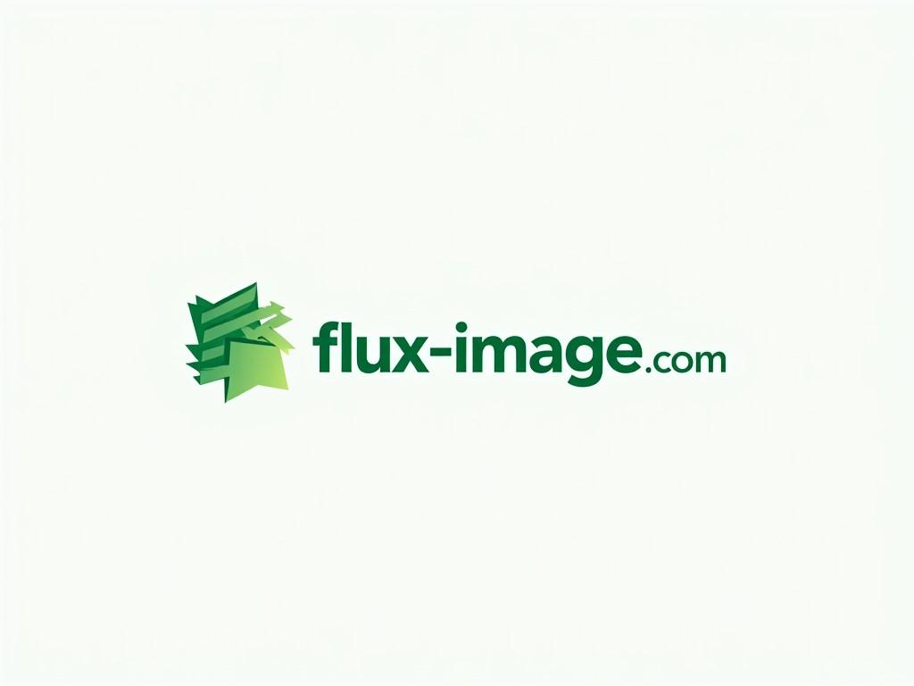 The image features a logo with the text 'flux-image.com' in bold, dark green letters. To the left of the text is a geometric illustration of stacked, overlapping green leaves, resembling a mosaic or layered design. The overall color scheme is various shades of green on a light, neutral background, conveying a fresh and modern aesthetic.