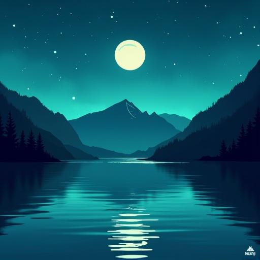 Vertical image styled as an Instagram Reel cover. Night sky with stars over a reflective lake and mountains. A friendly light blue robot with a magnifying glass. Large text 'PROMPT' in vibrant aqua green. In the center white text 'Resumo turbinado para o Enem' with clean typography. Below, icons for YouTube and Instagram with username '@iianaveiabr'. At the bottom, highlight 'ChatGPT' in aqua green with a tech heart icon.