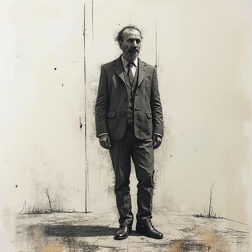 Surreal sketch portraying a man standing alone in a surreal context. The artwork embodies unique artistic expression and creativity.