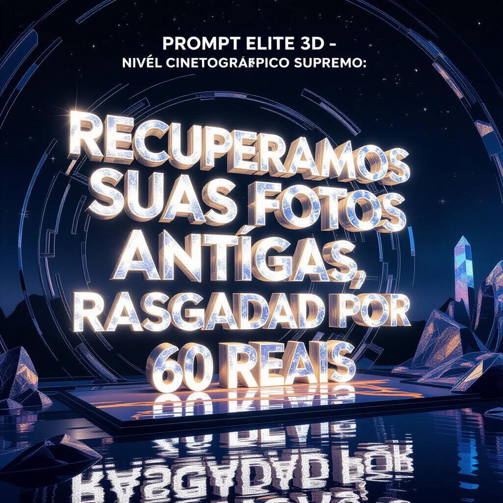 Create a breathtaking 3D universe with typography that transforms and symbolizes photo restoration. Include elements like molten platinum and ancient to futuristic transitions. Depict a cathedral of memories, light beings, and emotional atmospheres. Ultra-high resolution and responsive lighting for emotional depth.