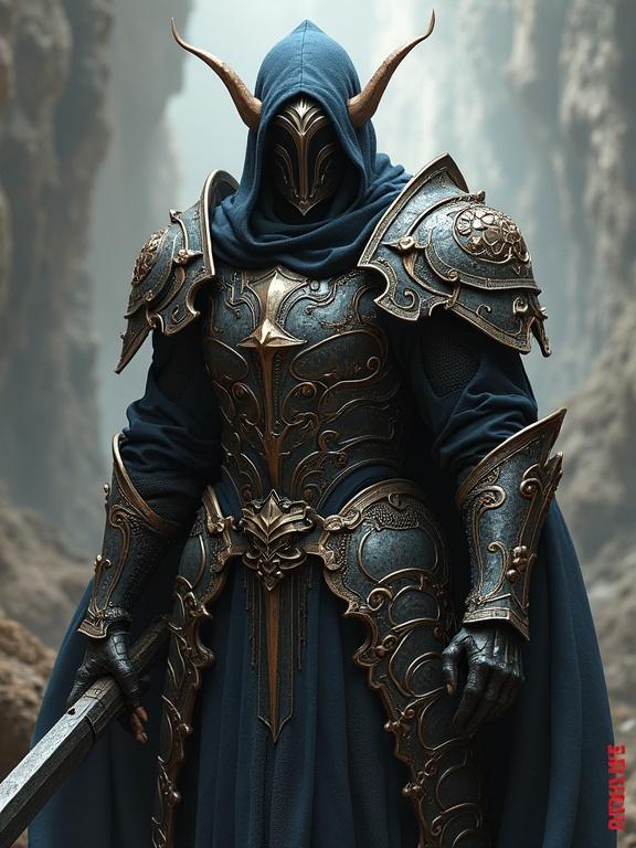 Highly detailed CG unity 8k wallpaper. Movie poster features elite hobgoblin warlock with intricate armor in battle stance. Style mimics majestic oil paintings.