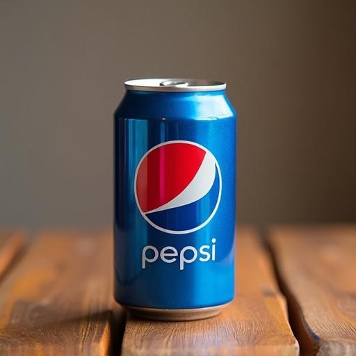 Pepsi can placed on a wooden table