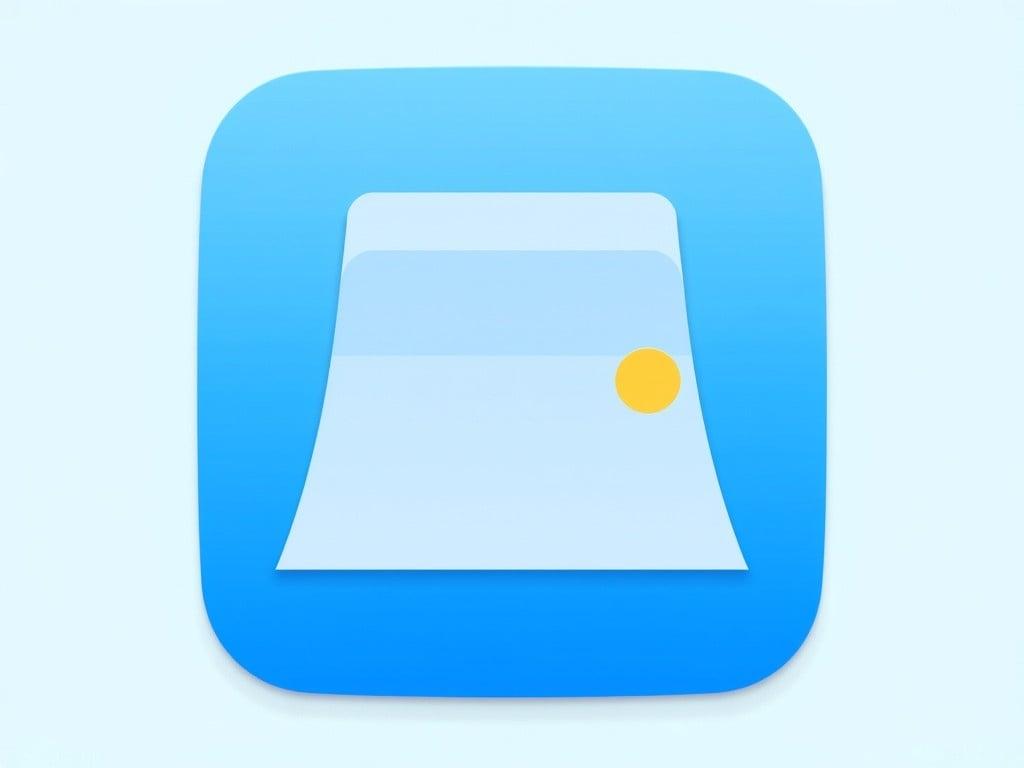 This is an app icon featuring a blue background with a stylized white graphic that resembles a clipboard or paperclip. The design includes a small yellow dot which adds a pop of color, enhancing the visual appeal. The icon has a modern and simplistic look, making it recognizable and easy to understand. The shape appears to be indicative of functionality related to organization or note-taking. The overall aesthetic is clean and professional, suggesting it's likely a productivity app.