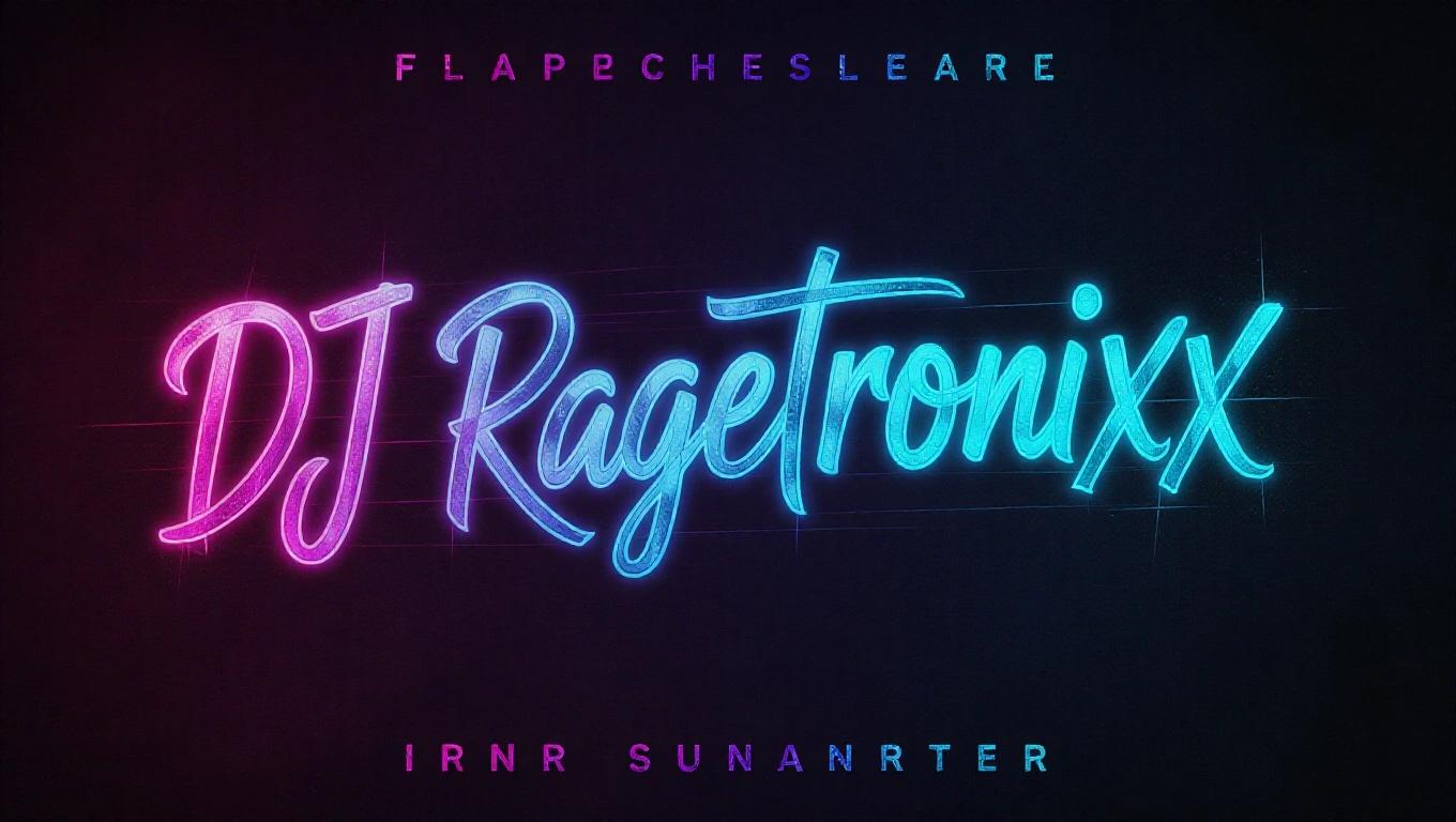 A dark RGB artistic hip hop album cover featuring cool writing of DJ Ragetronixx The Renegade