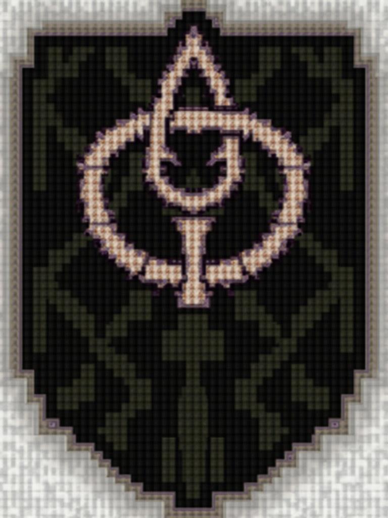 Logo design for Mineneald server in Minecraft 1.16.5. Pixel art style emphasizing anarchy themes. Dark color scheme with beige highlights. Shield shape for strong branding.