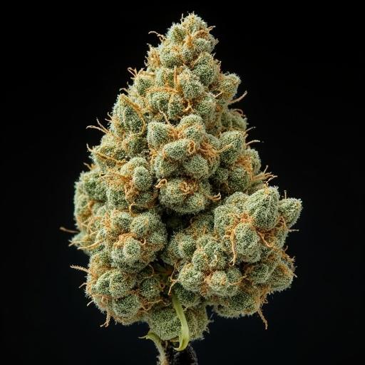 Ultra-macro image of Grandaddy Purp cannabis bud with rough trim against a black backdrop.