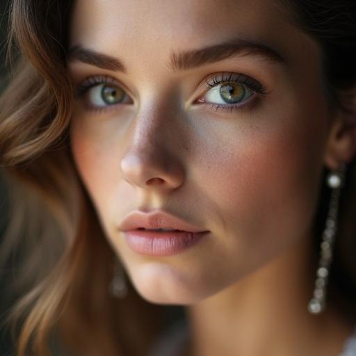 Full face of a beautiful woman with mesmerizing spiral eyes