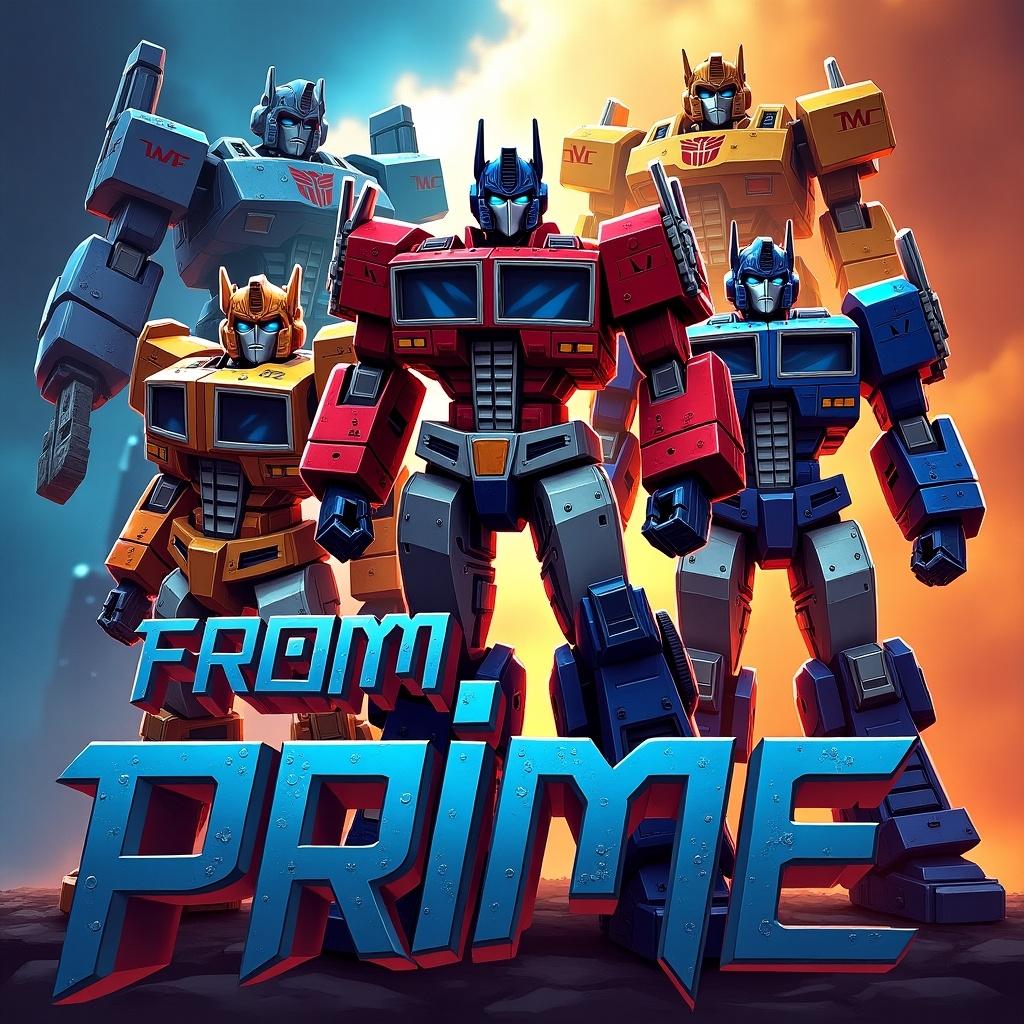 Transformers themed image featuring characters with the words 'From Prime'.