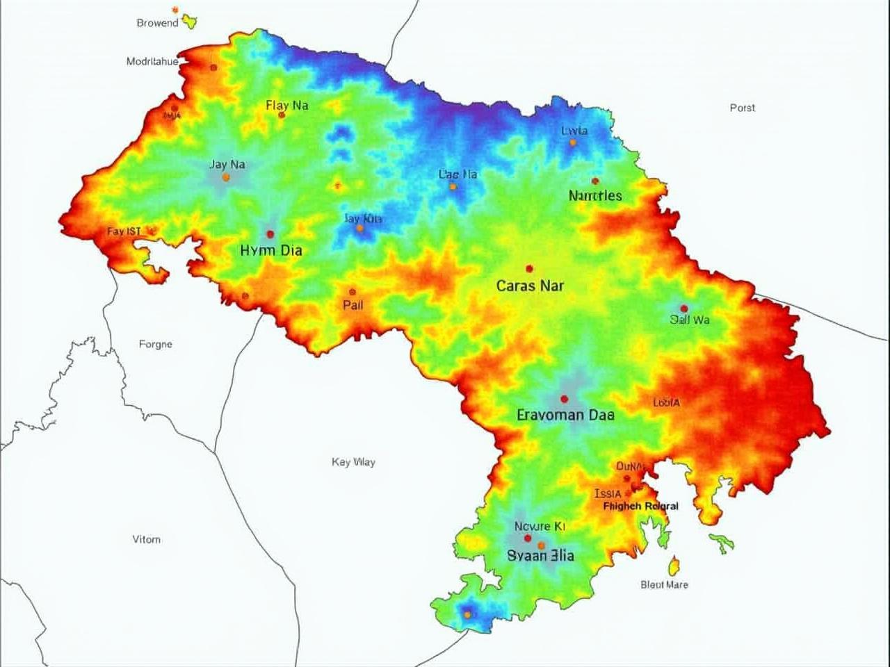 This image represents a colorful climate zone map of Mariveles, Bataan City, showcasing various climate indicators through an array of vibrant colors. Each region is distinctly marked, providing a clearer understanding of the area's geographical characteristics. The map emphasizes notable areas for easy reference, enhancing its utility for educational and informational purposes. The top-down perspective contributes to its visual appeal, making the color zones easily interpretable. This vibrant color scheme serves to attract viewers and facilitate learning about climate variability across different segments of Mariveles.