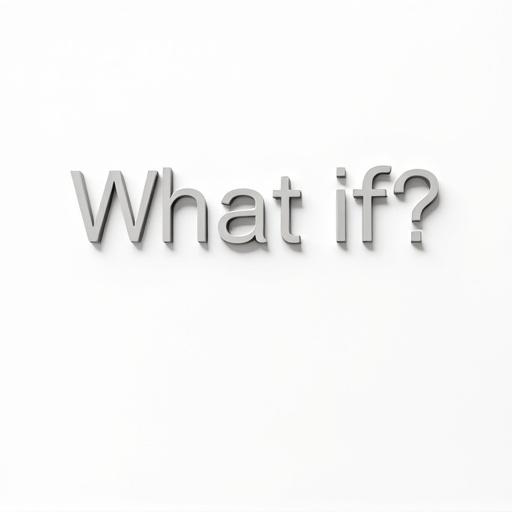 Imaginary background is white with the text 'What if?' in a large font size