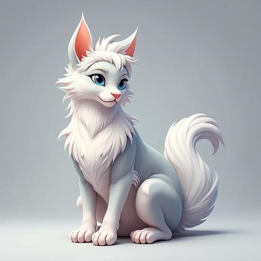 Crystal Crest style featuring a stylized Bale Abyssinian cat in white and gray colors. The cat has cartoonish features and an expressive face.