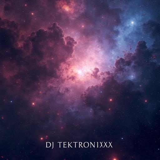 Cinematic nebula album cover with text DJ Tektronixx. Cosmic colors blend throughout a starry background.