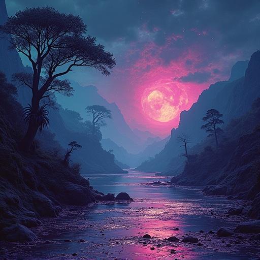 Psychedelic landscape. Melting elements. Eyes scattered everywhere. A sense of being watched. Theme of darkness. Eerie feeling of fear and paranoia.
