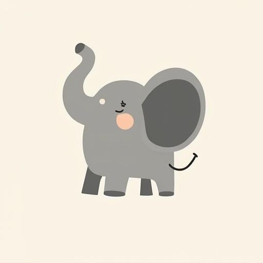 Cute minimalistic elephant logo design with a friendly expression and simple shapes.