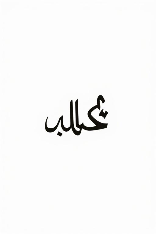 Minimalist logo with Urdu calligraphy. Features flowing lines and symmetry. Crafted in modern Nastaliq or Kufic style. Combines subtle curves and sharp edges. White background. Bold black text. Artistic design is slick.