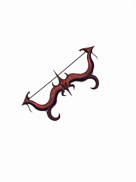 Demon bow weapon icon for an ARPG game. Designed as a game asset with a transparent background. No background.