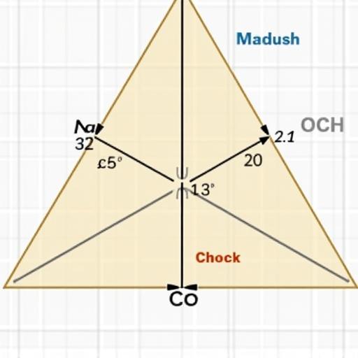 An explanatory diagram illustrating the concept of the hypotenuse in a triangle. The diagram includes labeled sides and angles with angles given in degrees. Clear indications of different segments and measurements are present.