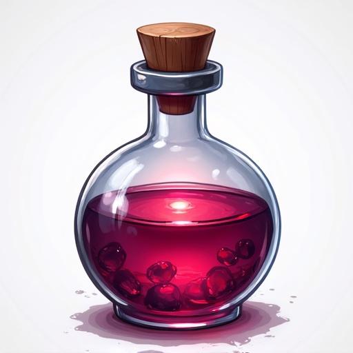 Icon of a magical potion for a card game. 48 x 48 pixels in World of Warcraft style. Transparent background.