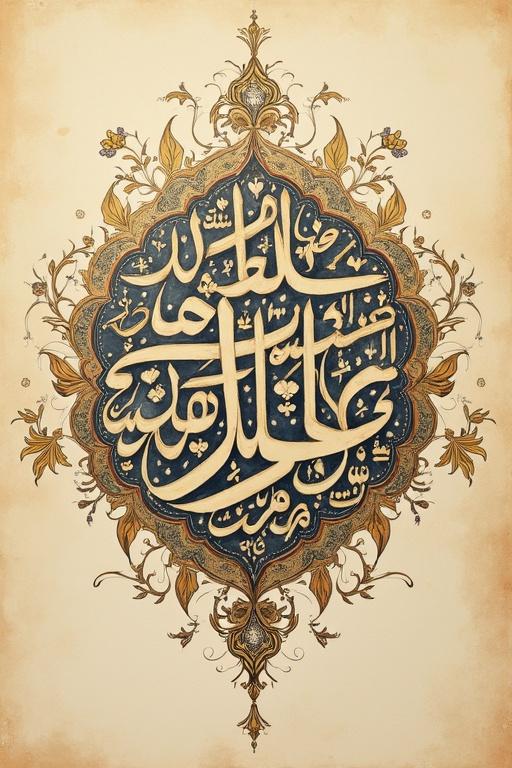 Artistic representation of Laapata in English and Urdu calligraphy. Intricate design with floral elements and a decorative border. Colorful representation.