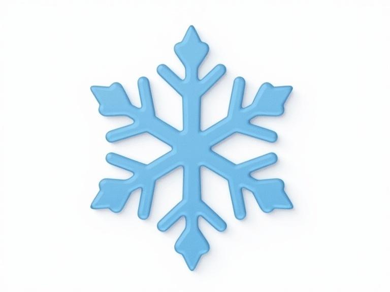 Snowflake symbol representing cold and frozen. Light blue color on a white background.