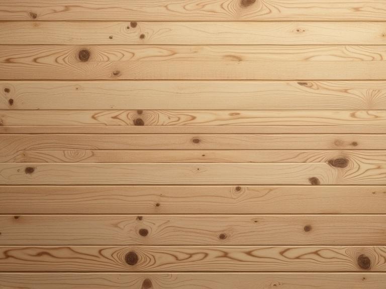 A clean wood texture displayed in high definition. Natural wood planks appear uniform in color and pattern. The surface showcases the natural grain and knots of the wood.