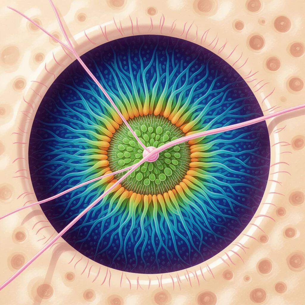 Realistic illustration of a retina rod cell. Characteristic image of a retina cell.