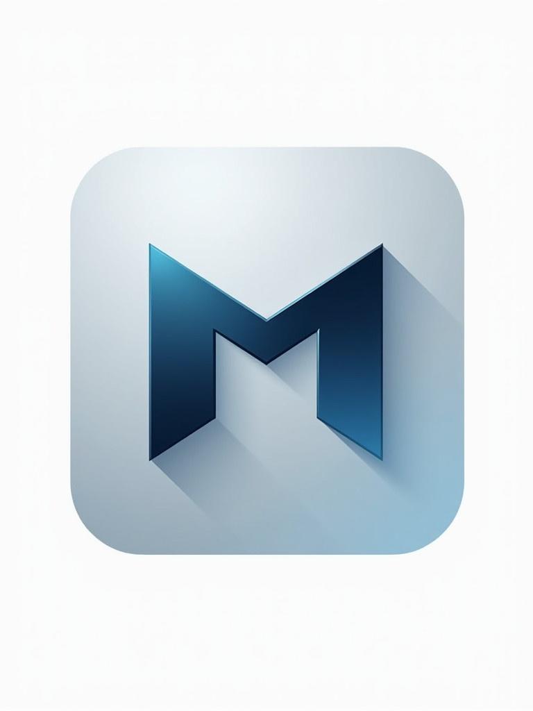 Design a logo for a company called MobilePoint. Logo should include a stylized letter M. Focus on modern technology and reliability. Use a professional color scheme with blue, black, and silver shades. Aim for a clean and minimalist design.