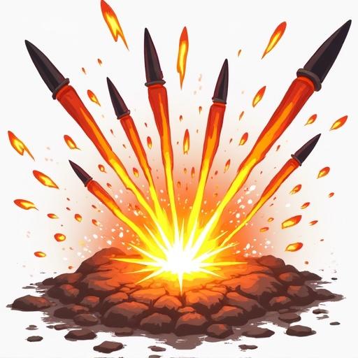 Slam the ground unleashing cone of piercing lightning projectiles skill icon for ARPG game asset with no background transparent background