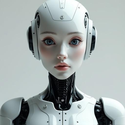 Image features a female humanoid robot. The robot has a sleek design with intricate mechanical details. It presents a modern and futuristic look. Focus on the advanced robotics technology without a visible face.