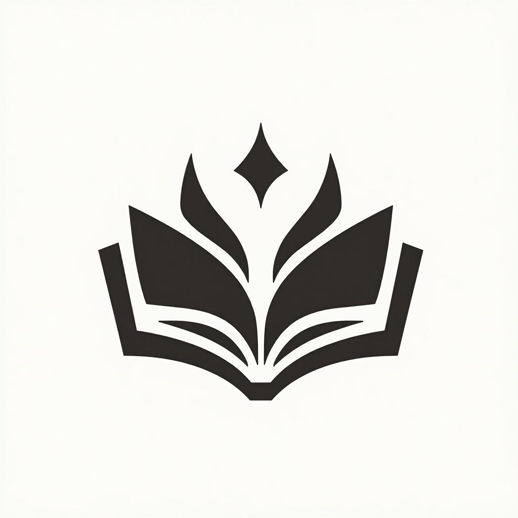 This emblem logo for "PUACP" features an open book at its center, symbolizing knowledge and education. The book is stylized with leaves or flames rising from it, representing growth and inspiration. Above the book, a star adds a touch of brilliance, emphasizing excellence in learning. The design is minimalistic, using only black and white for a strong visual impact. This logo can serve as a versatile branding tool for educational institutions and literary organizations.