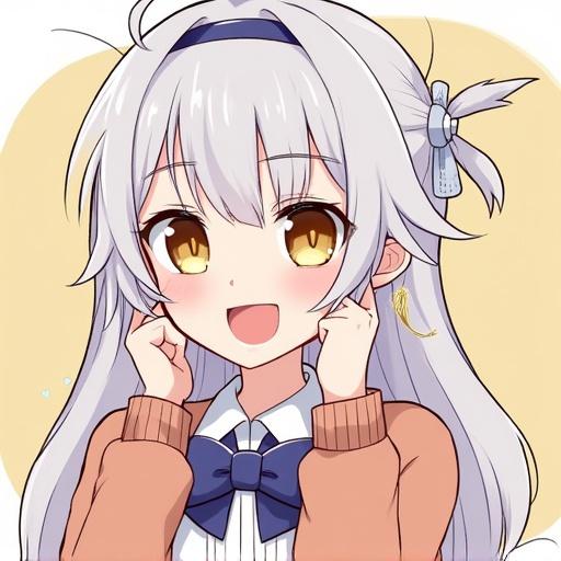 A girl wearing a backpack. She has long hair styled with a bow. Her outfit is casual and cute. The background is a soft pastel color.