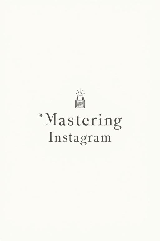 Minimalist design focusing on typography. The words 'Mastering Instagram' are prominent. Subtle visual element like a small crown or a key. Emphasis on simplicity and clarity.
