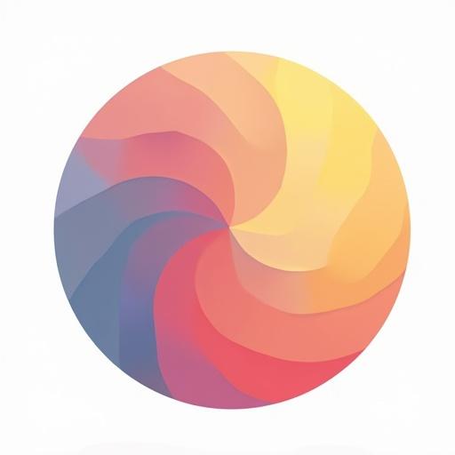 Design an abstract minimalistic icon to represent the Big Five Personality Trait of Openness using vivid colors. Create a swirl pattern on a clear white background. The icon should occupy the full canvas area.
