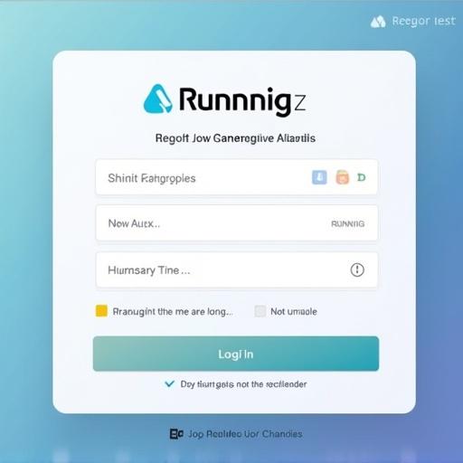 Image of a digital login page for a running analysis application with fields for username and password.