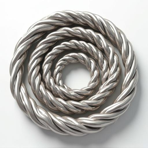 A set of nested rings in 3D with outer simple bars and inner complex twisted textures.